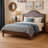 Solid Wood Bed Frame with Upholstered Headboard, Modern Design, No Box Spring Needed-1108145655-1108145653