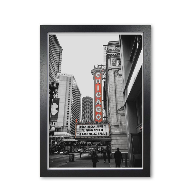 Chicago Theatre - Print, Black Grain Frame, 30 cm H x 21 cm W x 5 cm D