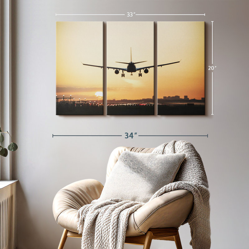 «Sunrise Air plane» sur, H 20 po x l 33 po x P 1,25 po