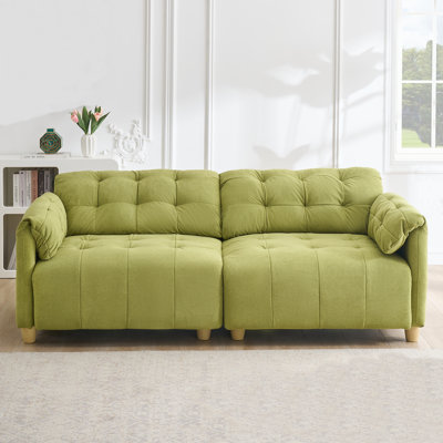 83-Inch Flannelette Sofa With Pillow Armrest With Storage