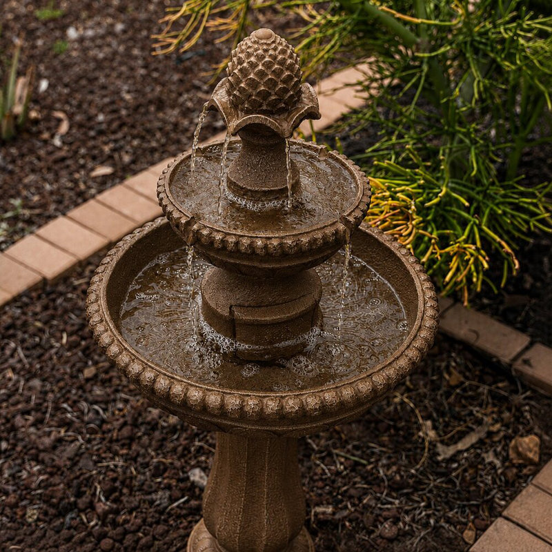 Fontaine solaire XBrand 99 cm (39 po), 2 niveaux, pour extérieur, en résine imitation pierre de sable, avec panneau solaire et pompe solaire pour la décoration de la maison, du jardin et de la cour.
