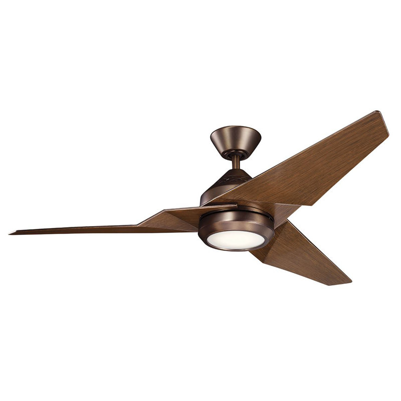 Camptown 60cm Ceiling Fan with LED Lights, Walnut, Oil Brushed Bronze