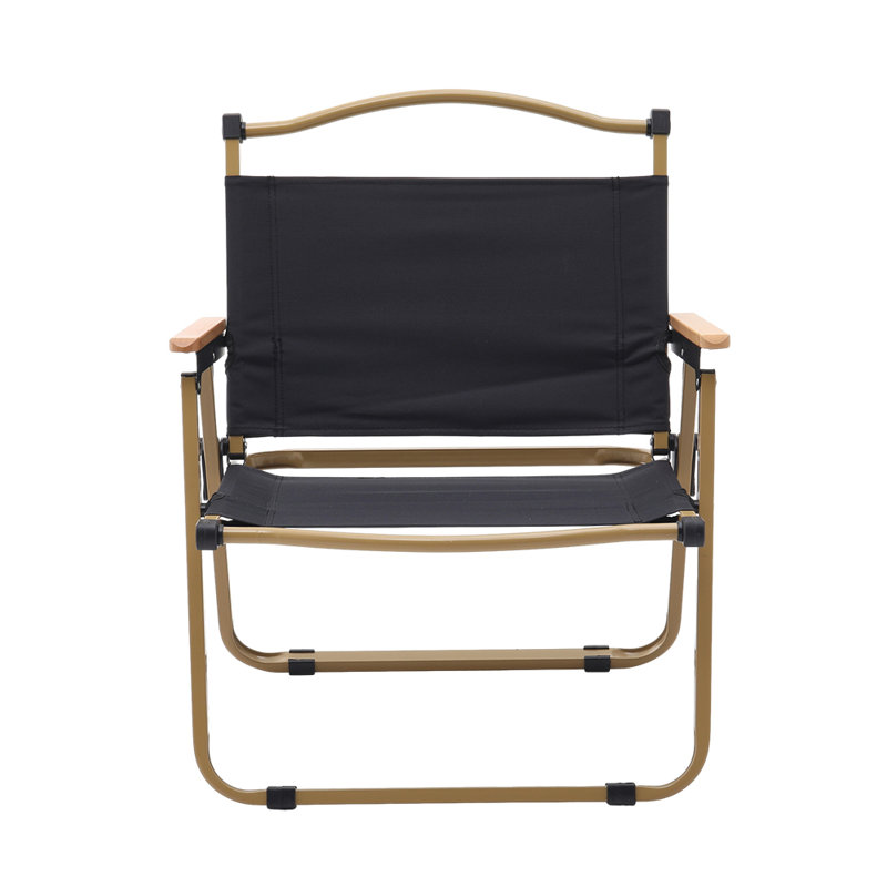 Portable Folding Camping Chair with Armrests, Black