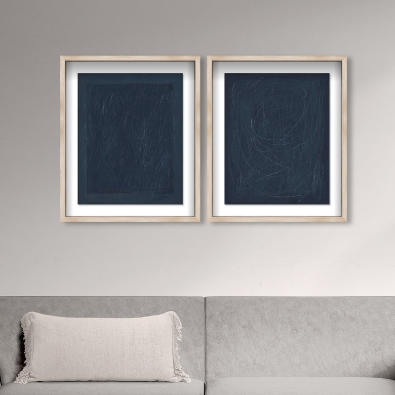 Deep Blue Set Set by Oliver Gal, 21.5"H x 25.5"W, Natural Oak Shadowbox