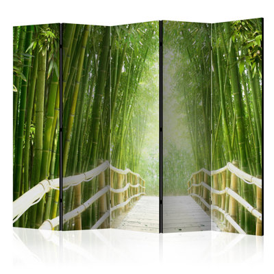 Syston 225 cm W x 172 cm H 5 - Panel Solid Wood Folding Room Divider