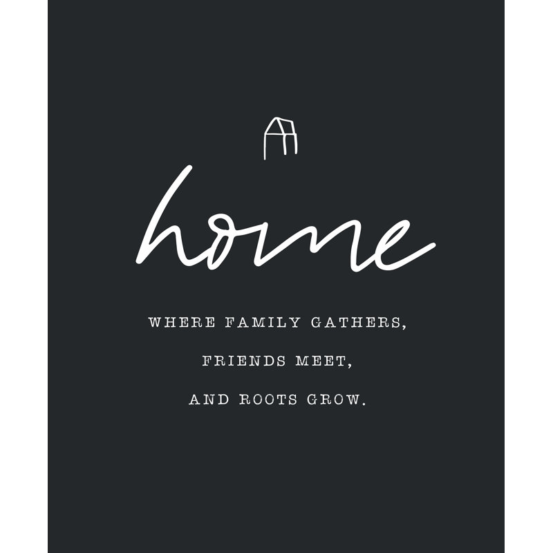 Home Where Family Gathers Dark Grey - Textual Art Print, 91cm H x 61cm W, Black Floater Framed