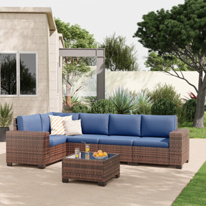 Outdoor Rattan Sectional Seating Group With Cushions