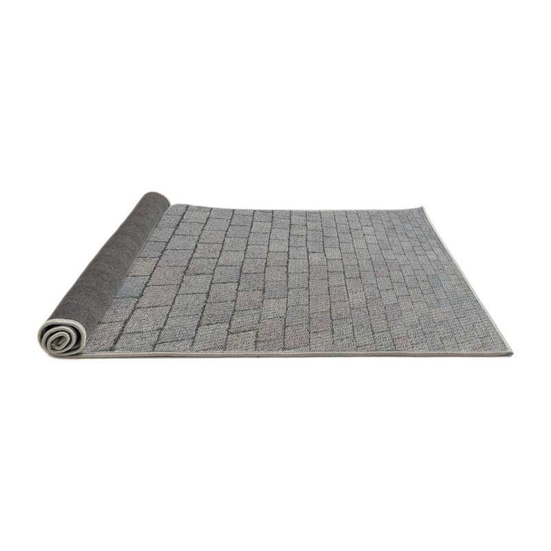 Tapis gris tissé à la machine, Rond 8 pi