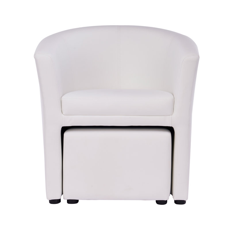 Fauteuil demi-tonneau avec repose-pieds Babumba, Blanc