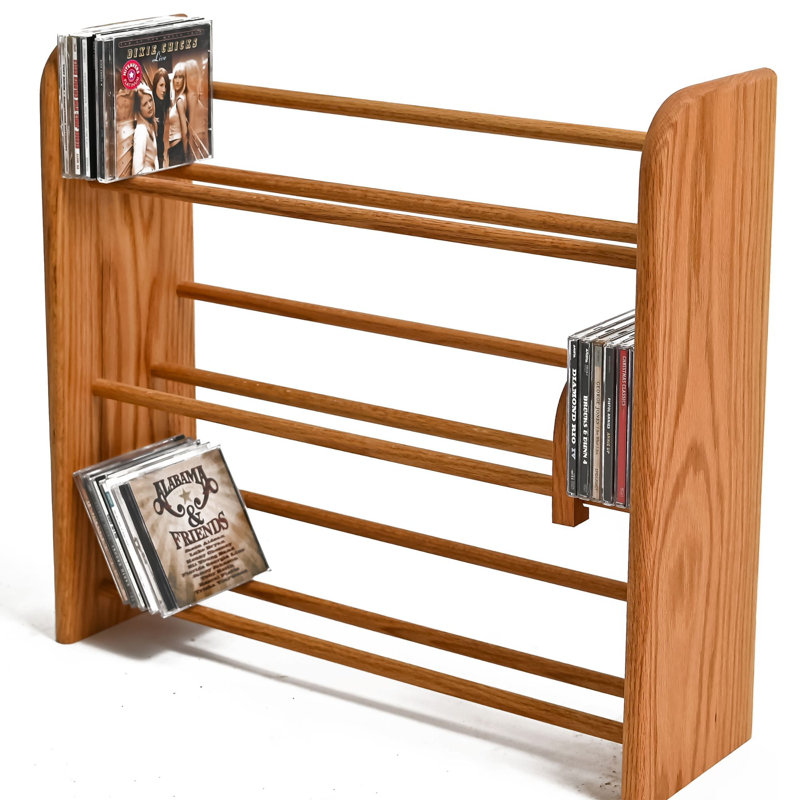 Dowel-Style Wooden CD Rack - 01 Series, 21.75" H x 24.25" W x 7.25" D, Natural