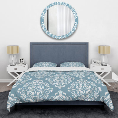 White Damask - Abstract Duvet Cover Set - Microfiber Polyester