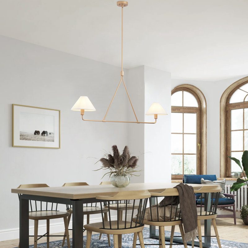 2 - Light Candle Style Linear Chandelier, Rose Gold