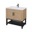 Meuble-lavabo autoportant en fer et magnésium avec lavabo en céramique blanche - Style moderne pour une ambiance de salle de bain luxueuse