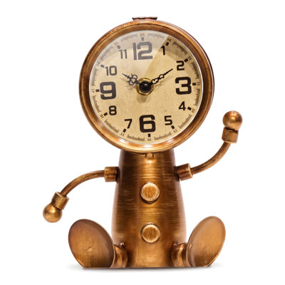 Horloge de table robot vintage en fer ENDORDAKA, horloge de bureau rétro en métal avec figurine, horloge décorative silencieuse à quartz pour étagère, chambre ou bureau, cadeau de pendaison de crémaillère original