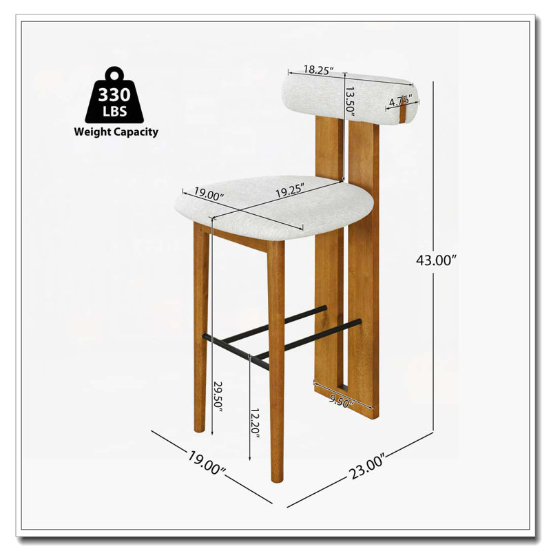 Wood Frame Barstool, Ivory