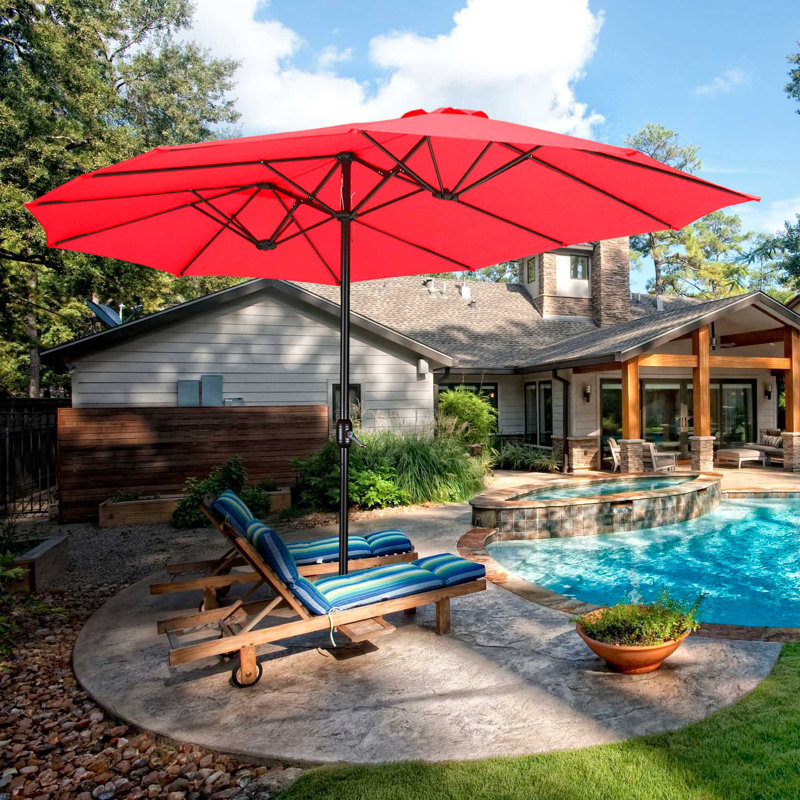Parasol de marché rectangulaire 14 pi 7 po x 8 pi 7 po Alex, Rouge
