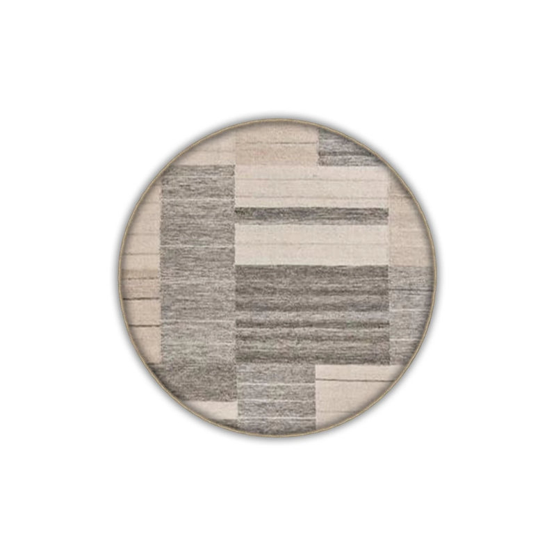 Gray Beige Themed Mixed Geometric Patterned Fringed Modern Decorative Carpet, Rectangle 3'4" x 5'