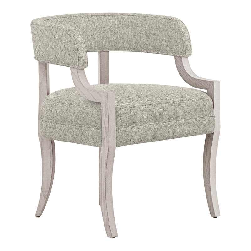Chaise avec accoudoirs à dossier rembourré Thom Filicia Home Otisco, Métal Tuck, Gris colombe