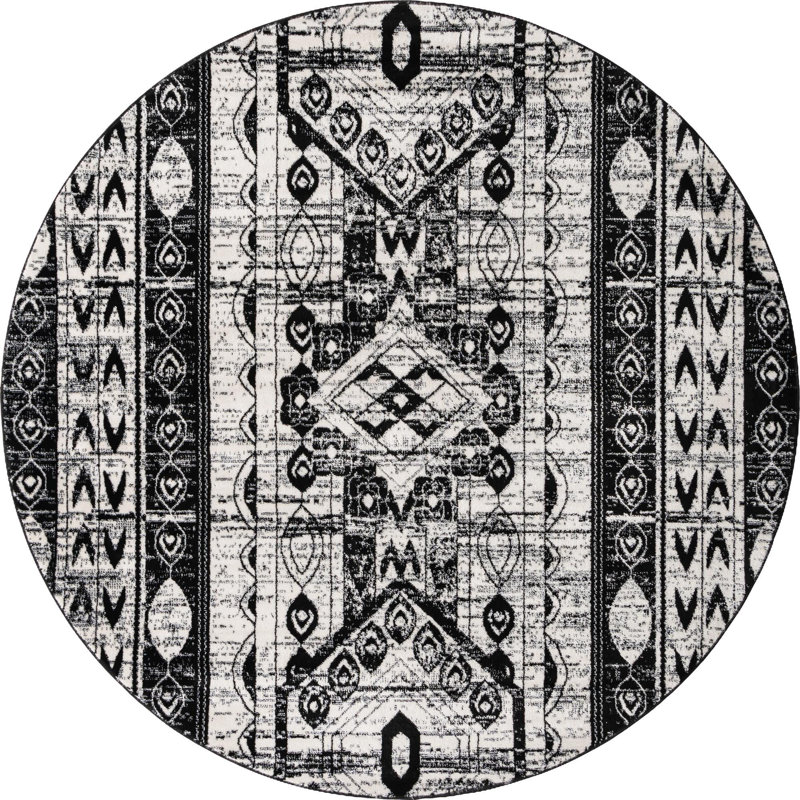 Ibaad Geometric Indoor Rug, Round 7'1"