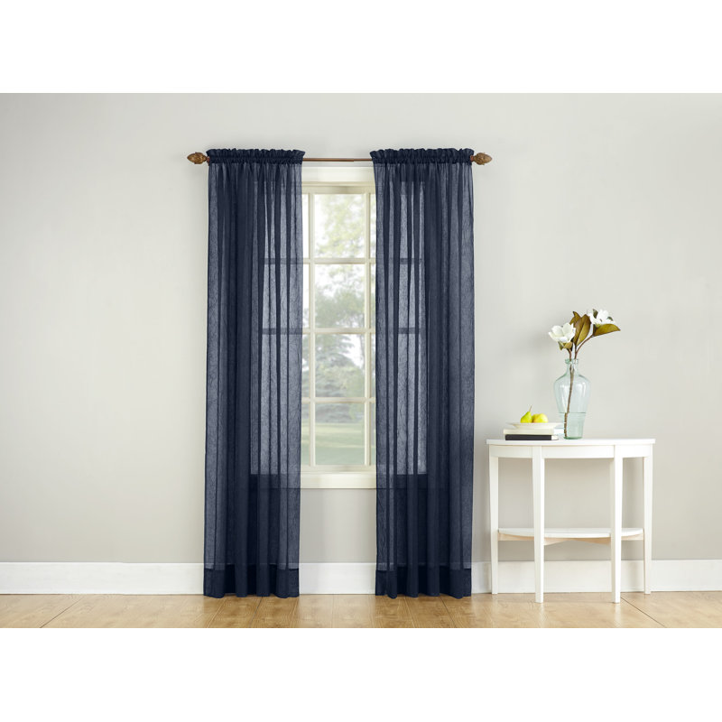 Panneau de rideau diaphane avec passe-tringle Maxon, Marine, l 51 po x L 95 po