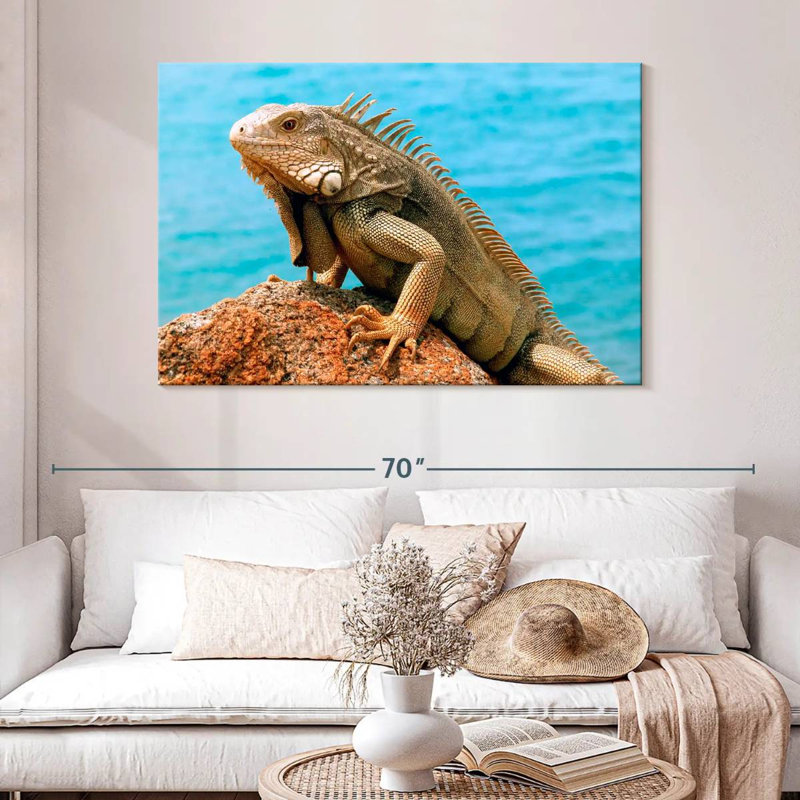 Iguane au bord de la mer, H 32 po x l 48 po