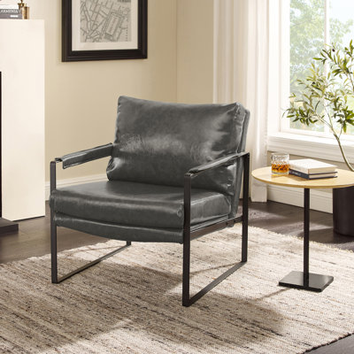 Mirsade 27.09'' W Leather Upholstered Accent Armchair