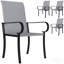 Ensemble de 4 chaises de salle à manger d'extérieur en osier, fauteuils en rotin toutes saisons avec accoudoirs, structure en acier, dossier haut et assise profonde, gris