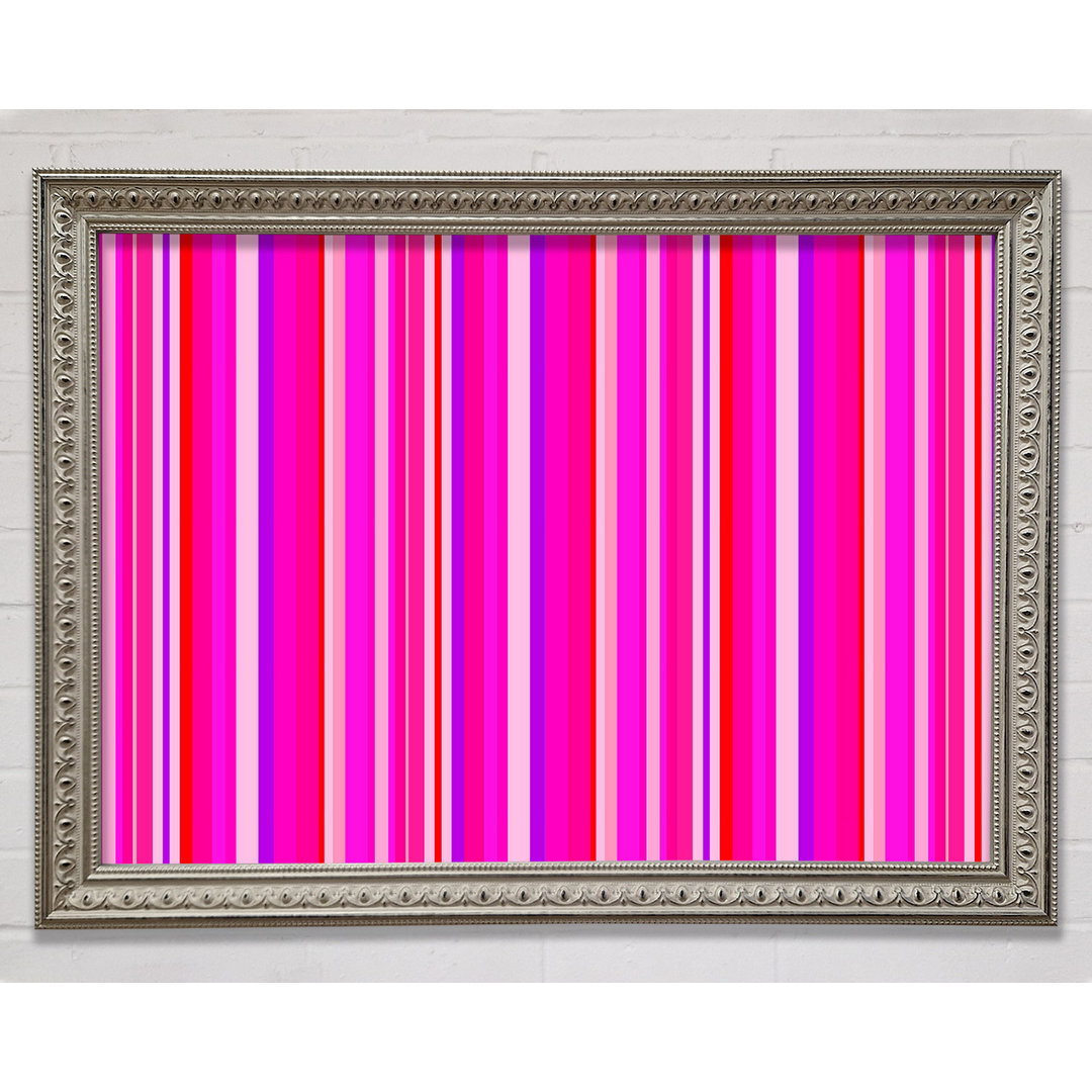 Retro Stripes Pink Gerahmter Druck