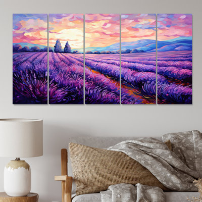 Vangogh Lavender Fields II - Vangogh Wall Decor - 5 Equal Panels