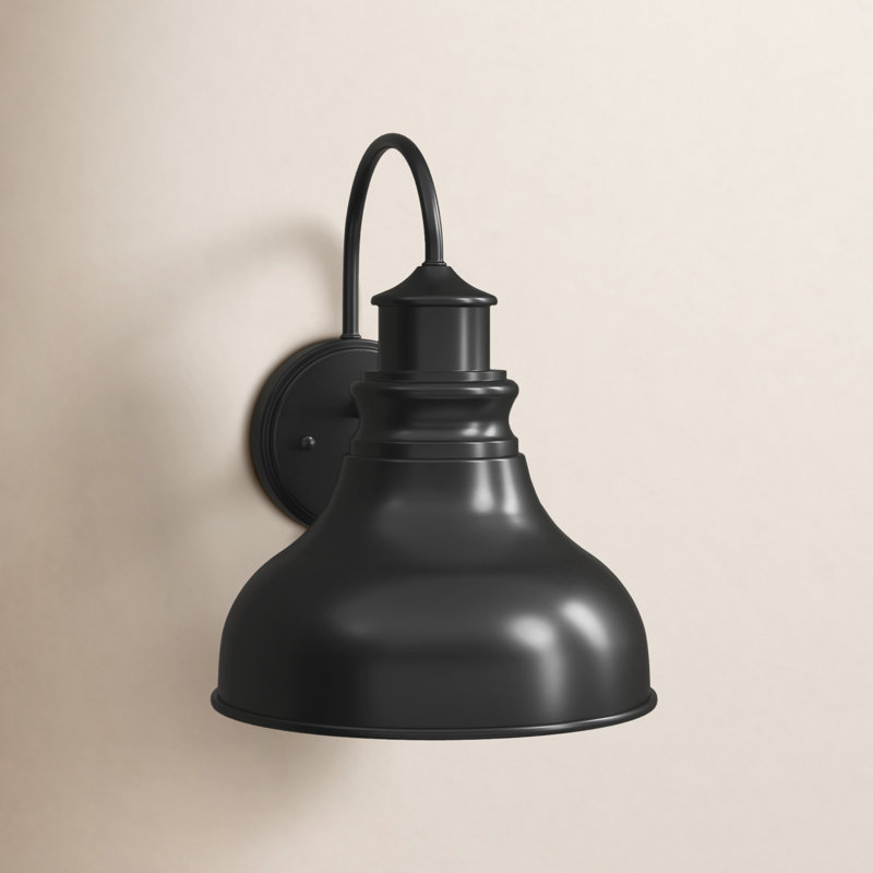 Flavin 17 in. H 1-Light Oil Burnished Bronze and Light Gold Dusk to Dawn Sensor Farmhouse Outdoor Wall Sconce, Durable Steel Shade, Dark Sky Compliant, Exterior Porch Patio Front Door or Garage