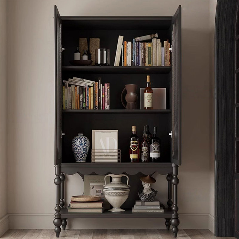 Console rectangulaire en bois massif noir, Black