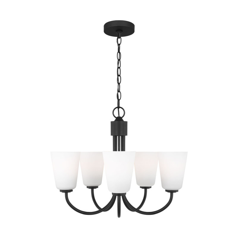 Miles Five Light Chandelier from Generation Lighting , 17.375" H x 21" W x 21" D, 5 Lights, Midnight Black