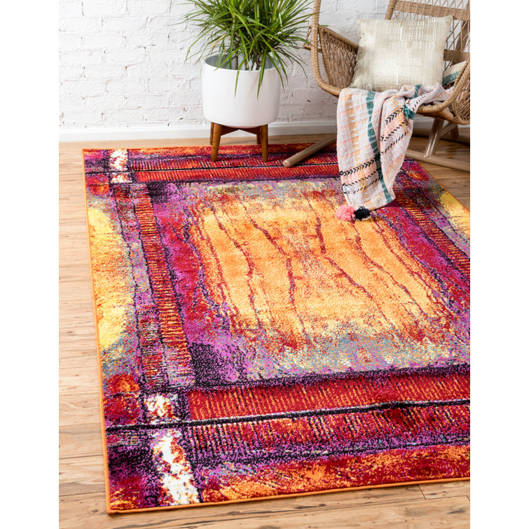 Tapis abstrait rouge / jaune Alford