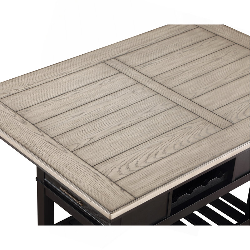 Table de salle à manger à hauteur de comptoir 1Pc avec tiroirs de rangement, Gris / Brun