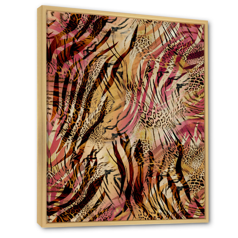 Léopard et tigre - peinture, H 40 po x l 30 po x P 1,5 po, Toile naturelle avec cadre flottant