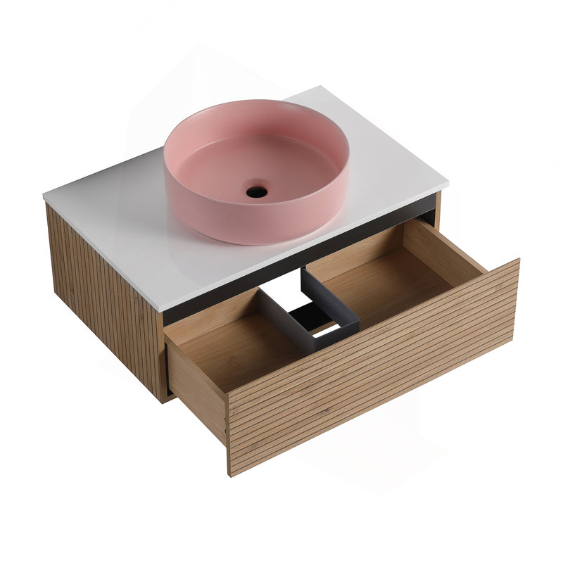 Wall-Mounted Bathroom Vanity With Ceramic Sink, 1-Soft-Close Drawer, 30"