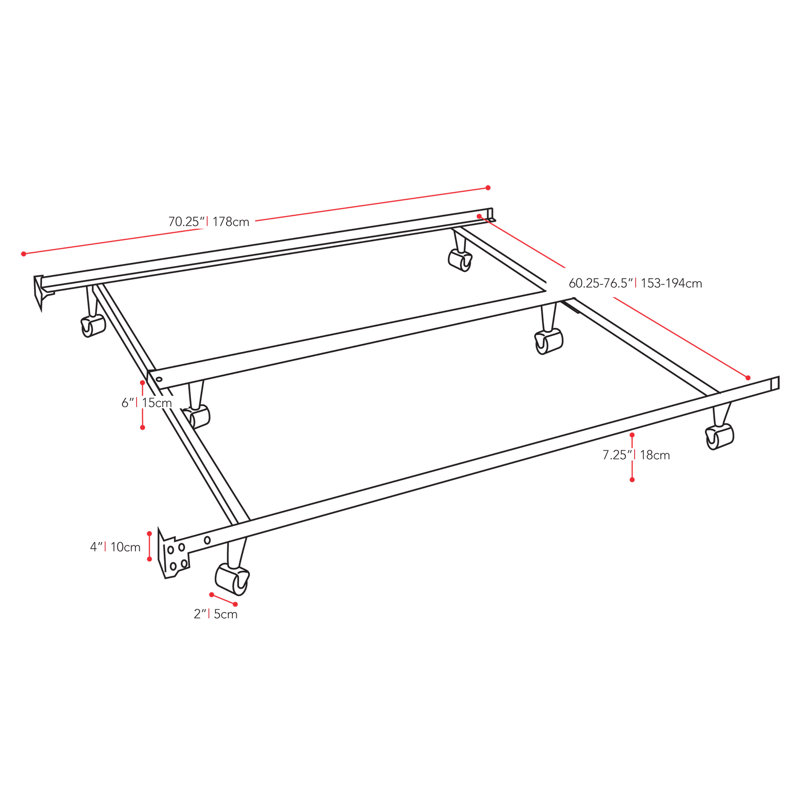 Berwyn 7'' Metal Adjustable Bed Frame, Queen/King