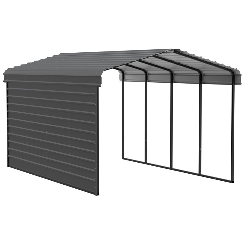 12' x 20' Charcoal Steel Carport Kit with Enclosure
