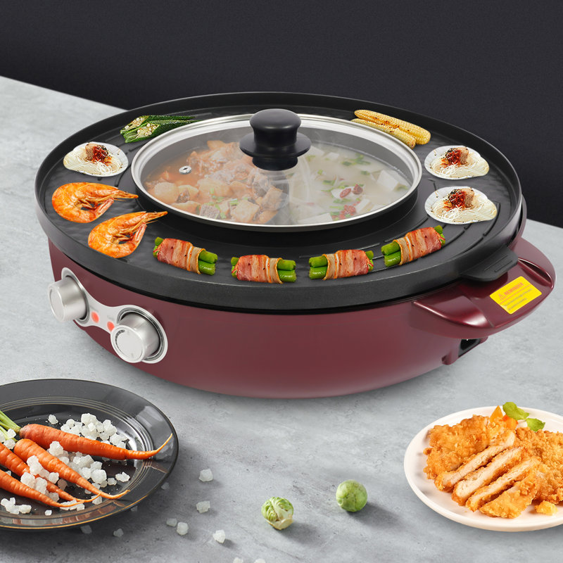 Casserole électrique 2 en 1 2 en 1 pour l'intérieur et l'extérieur de la famille