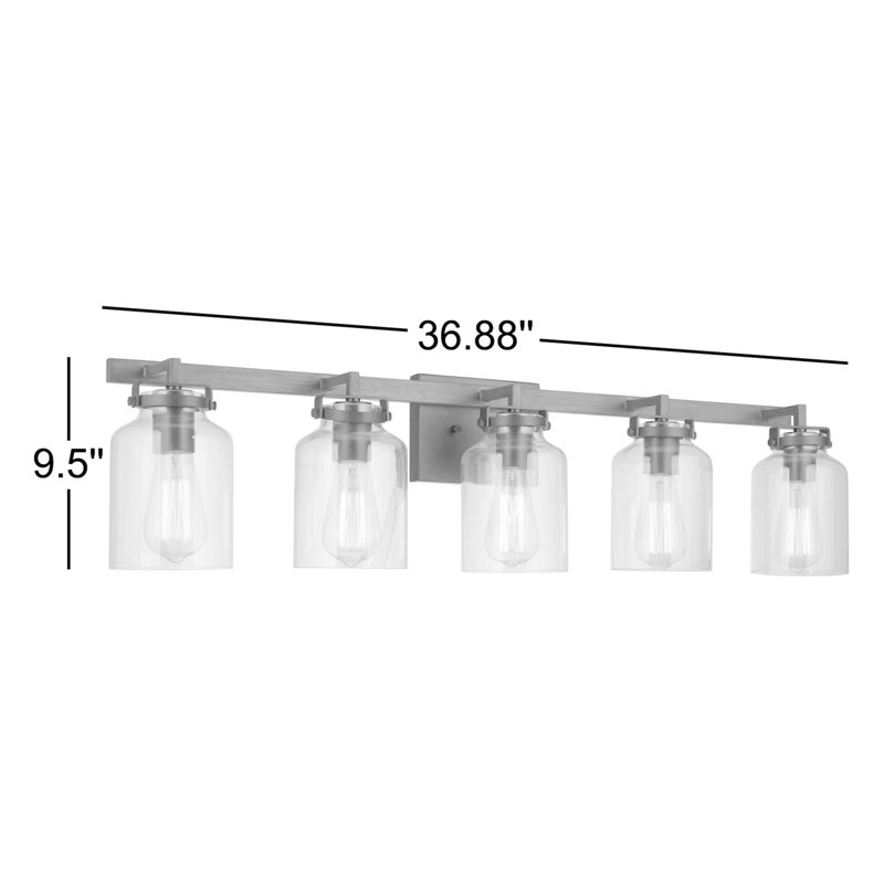 Foxwood 5 - Light Vanity Light, Flat Black / Dark Teak