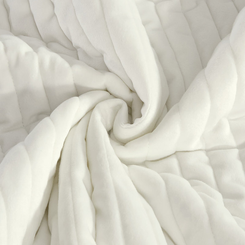 Pointehaven Ivory Velvet Oversized Channel Quilt Set, Twin/Twin Extra Long, Twin/Twin XL Quilt + 1 Standard Sham, Ivory