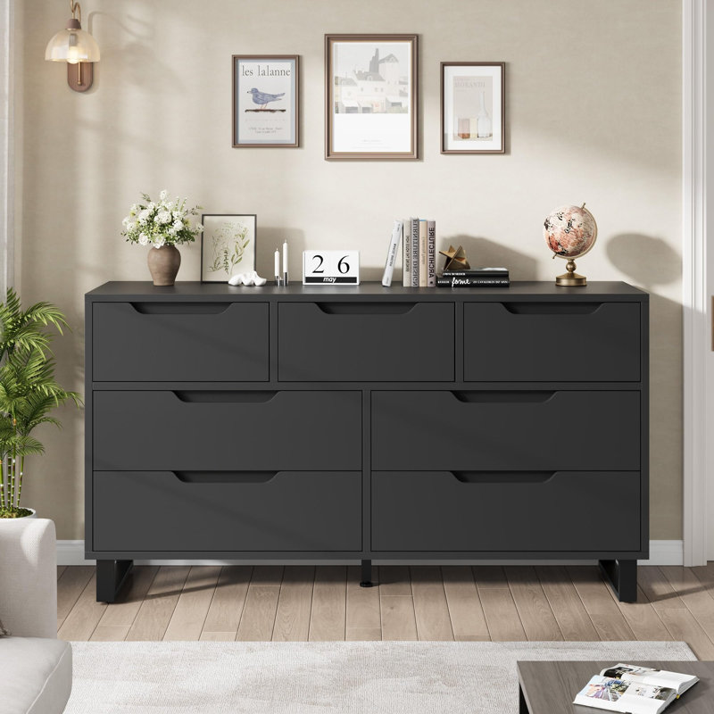 Dresser for Bedroom, Freestanding Horizontal Drawer with Storage, Wooden Closet Chest Storage for Living Room, Hallway, Entryway