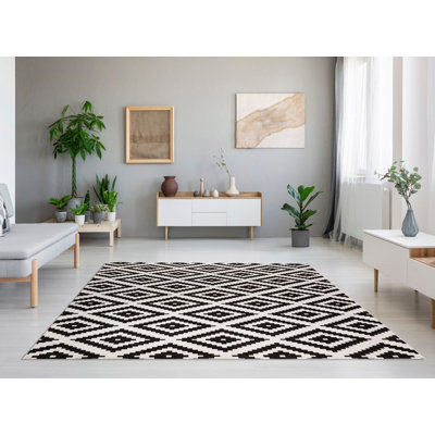 Stylish Woven Carpet, 4 x 6 Feet, 100% Polyester | Antibacterial, 3D Digital Printing, Non-Slip PVC Felt Dot Underside | Machine Washable, 0.4 in Pile Height, Perfect for Living Room & Bedroom Decor