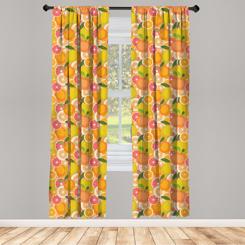Tangerine Semi-Sheer Rod Pocket Curtain Panels, 28" x 84"