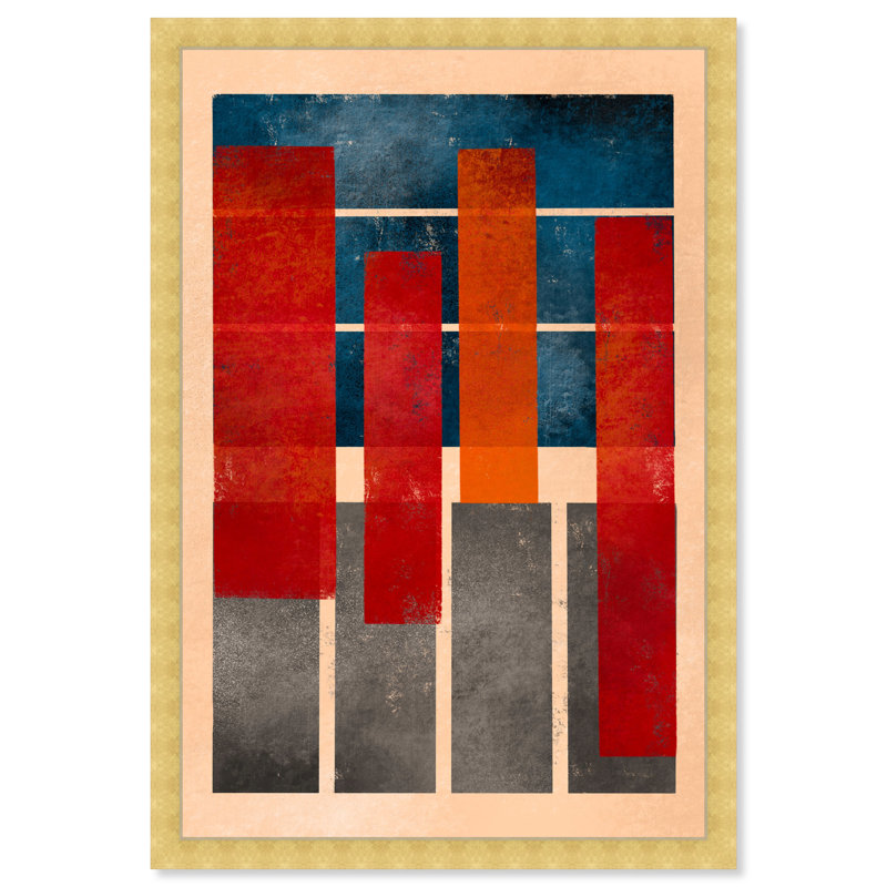 «Geometric Red and Blue» par Joss & Main - reproduction de cadre photo, H 26 po x l 18 po, Or
