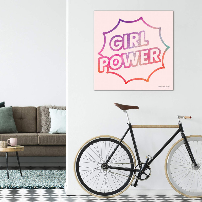 Girl Power I - impression d'art graphique, H 37 po x l 37 po x P 1,5 po, Toile tendue, Pas de tapis