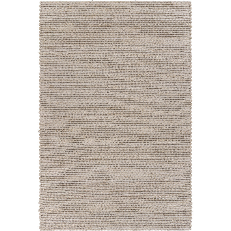 Sewell Striped Handmade Braided Area Rug in Beige Ivory, Rectangle 9' x 12'