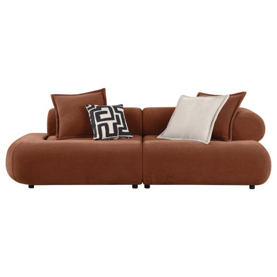 Byrne 105-Inch Velvet Modular Bumper Sectional Sofa Rust