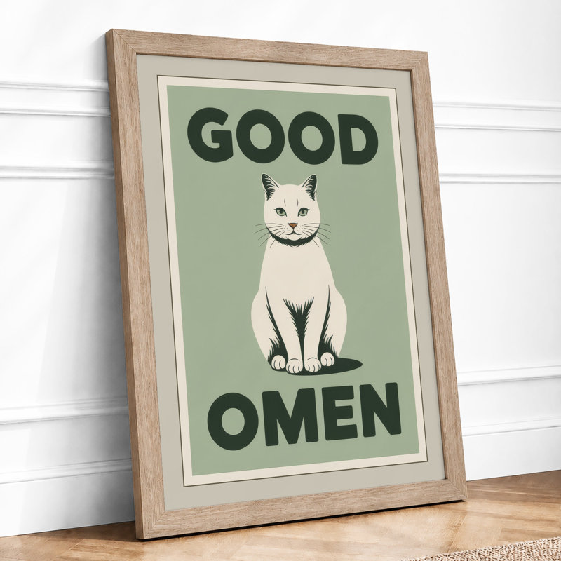 Good Omen Mid-Century - Framed Print, Oak, A3 - 42.0 x 29.7 cm