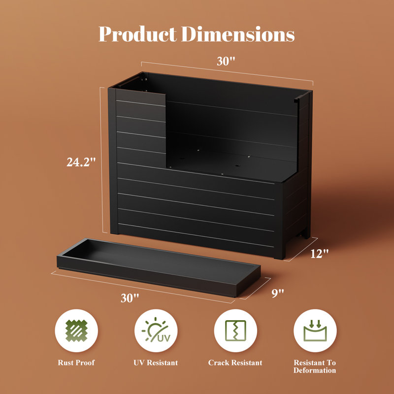 Outdoor All-Weather Long Box Planter, Yes, Black